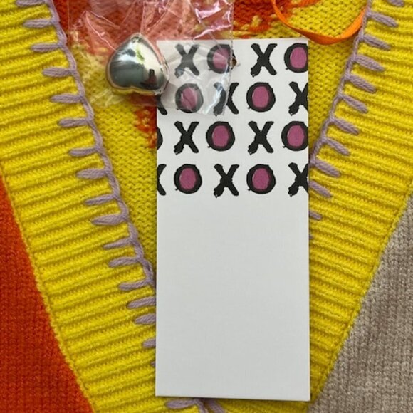 XOKR Kerri Rosenthal Heart Sunshine Color Block Cardigan V Neck Long Sleeves Med - Picture 6 of 14